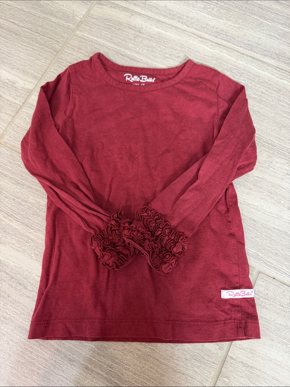 Ruffle Butts Long Sleeve Ruffle Cuff Tee - Wine
